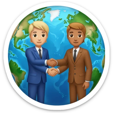 Shake hands and a globe showing negotiation of climate change with accurate image showing environment  sticker