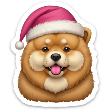 A chow chow dog wearing a santa hat sticker