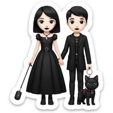 Fille Gothique qui tien un garçon en laisse sticker