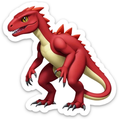  Cool Edgy Dark Maroon Guilmon-Charmeleon-Digimon-Fakemon-Velociraptor full body sticker