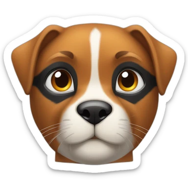 Un grand chat noir aux yeux rouges et un chaton roux ou noir et un boxer chien blanc sticker