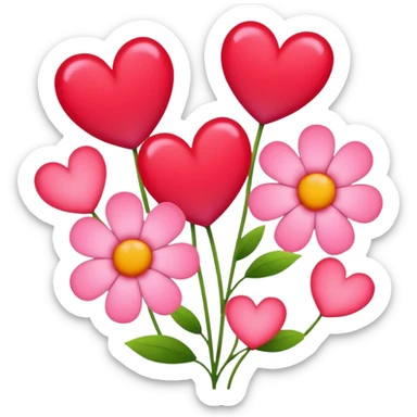 Flowers and hearts sticker