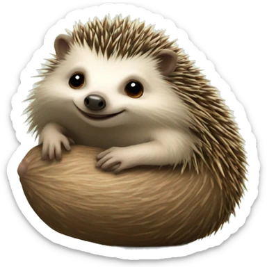 little hedgehog sitting on a sloth sticker