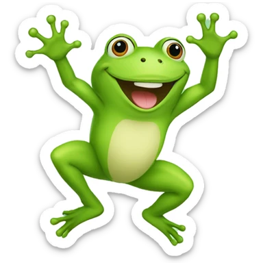 Happy cute frog jumping  sticker