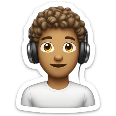 tan guy with semi curly hair and headphones sticker