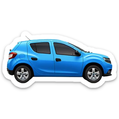 blue dacia sandero with 3 wheels sticker