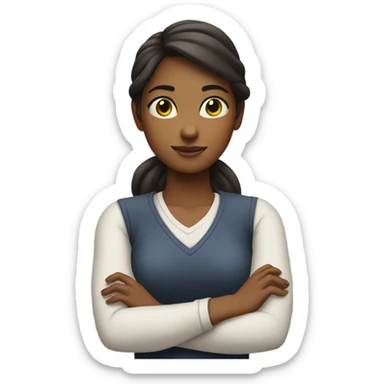 A girl crossing her arms over her chest sticker