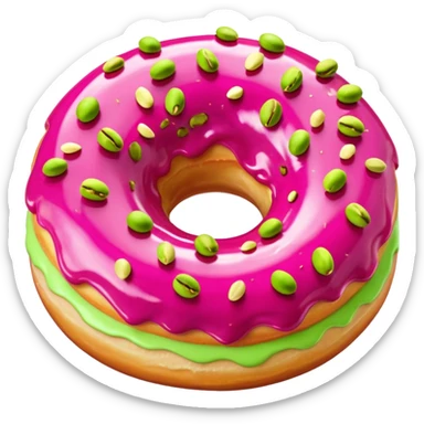 donut with green & pink swirled frosting & pistachio pieces sticker