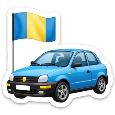 black car with a Ukraine flag sticker on its side sticker