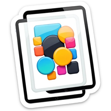 framed digital tablet artwork with abstract vector shapes inside sticker