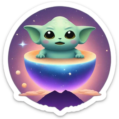 Grogu Cosmic méditation with planet sticker