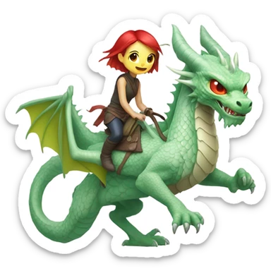 chinese dragon [politically incorrect, ( { female, alien, color: light green, hair:red, eyes:cat} ] on a [{ white dragon}]) sticker