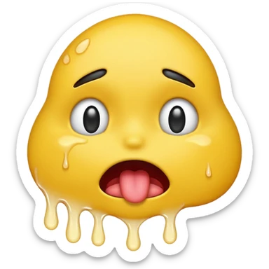 Generate a distressed and sweaty emoji with white tears dripping off of its tongue sticker