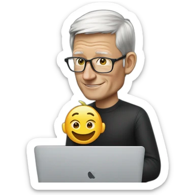 tim cook with a macbook pro sticker