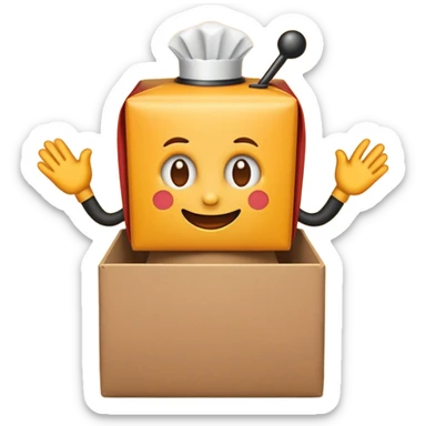 Create an emoji I DONT WANT IT TO BE A JACK IN THE BOX, imagine it is a round face with hands turning a jack in the box that isnt actually there sticker