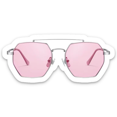Y2K thin metal frameless pink glasses with geometric shaped lenses, 2000s style sticker