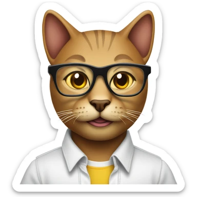 Mulatto hiphop confident business adult cat pfp with smart glasses sticker