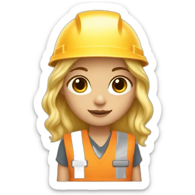 short blonde girl dressed as a bricklayer construction worker sticker
