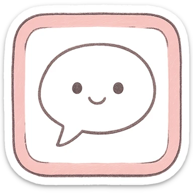 Japanese hand-drawn style, pink theme, soft and cute social app icon, transparent background, for mobile home screen sticker