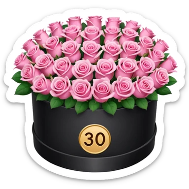 bouquet of pink 30 roses in a white box sticker
