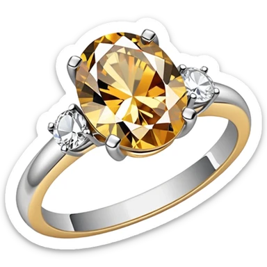 a gold diamond ring, plain band and large oval diamond stone sticker