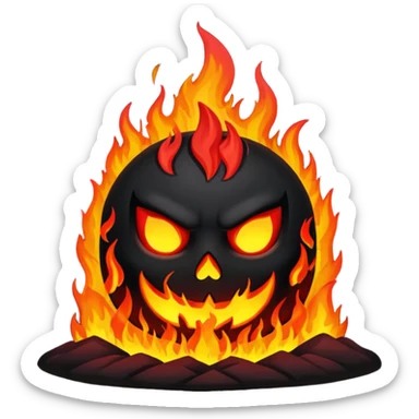 hell view with Red and black with fire, devily sticker