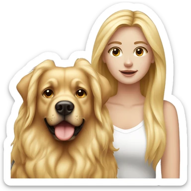 honey blond long hair white girl with red big dog sticker