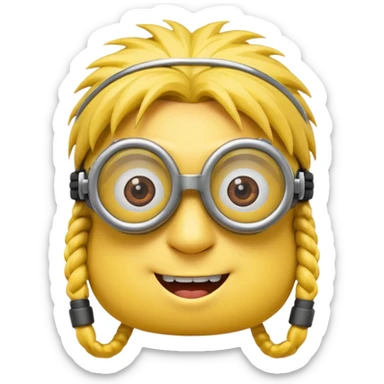 Minion emoji with a round head like normal emojis and a smurk like this emoji but a minion so basically that emoji with the goggles and the hair and not a funny head shape 😏 it should look like an actual minion not a human  sticker
