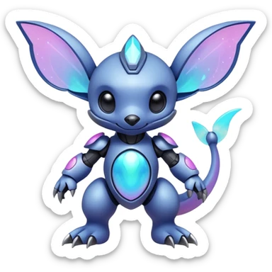 Mechanical Nebulae Beautiful Gorgeous Pretty Pastel Hot Exotic Lush Warm Cute Adorable Colorful Shiny Iridescent Futuristic Modern Cybernetic Stitch-Protogen-Vernid-Fakémon-Pokémon-creature-fusion (full body) sticker