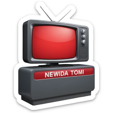 Create a baseboard to display the news headline and the interviewee's name, in a television style, using dark gray and red. In one corner, include a rounded space for the media outlet's logo. sticker