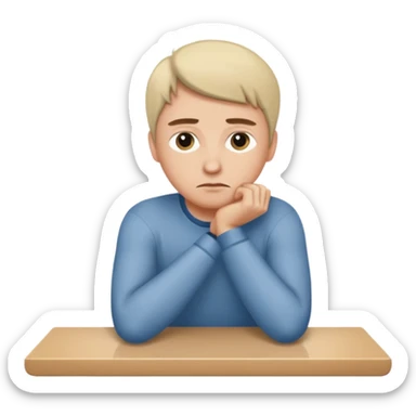 Caucasian sitting sad on counter sticker
