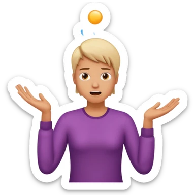 create an emoji of a gender neutral person juggling lots of work looking very stressed out sticker