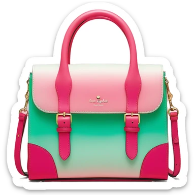 Realistic hot pink to mint green ombre Kate Spade satchel purse without strap. sticker