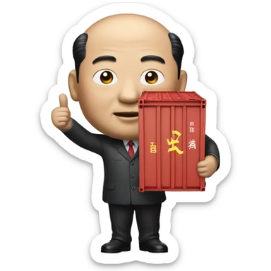 Xi Jinping holds a trade container in his hands sticker