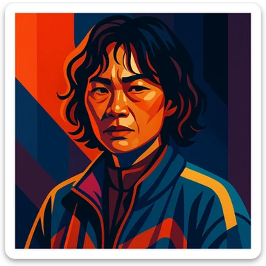 Fourth Squid Game Season 2 character, individual portrait, vibrant style, detailed face, unique outfit, dramatic lighting sticker