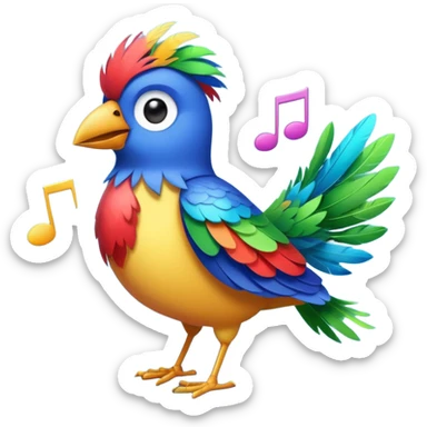 Bird whistling music notes sticker