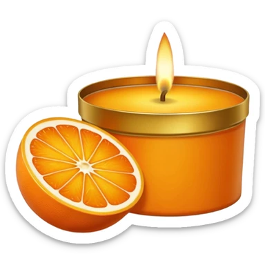 Citrus candle – orange wax in gold tin with slice design sticker