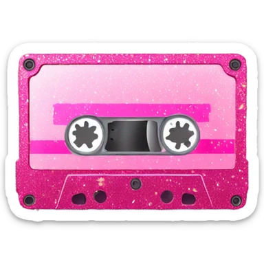 Pink ombre cassette tape with glitter  sticker