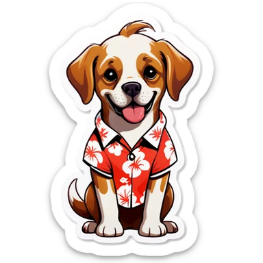 Dog wearing hawaiian shirt  sticker