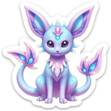 Shiny Sparkly Bioluminescent Glowing Espeon-Lumineon-Vaporeon-Amaura-Dragonair-Sylveon-Fakémon-hybrid-creature (full body)  sticker