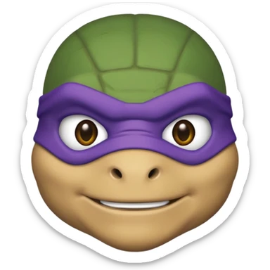 Donatello from Teenage Mutant Ninja Turtles, emoji style, head only, with a blue hacking interface on the screen sticker