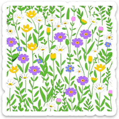 wildflowers field daisies and poppies sticker