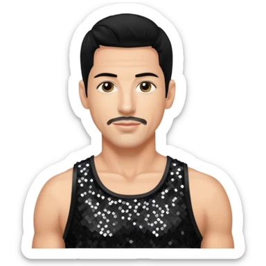 Danny Wood from NKOTB with black hair, black sequin crop top sticker