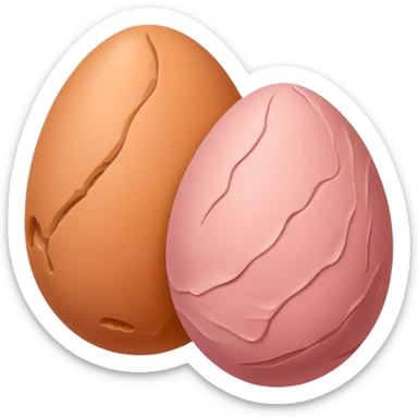 two skin tone peachy beige-pink egg shaped balls/spheres, both same size and same color, add a bumpy, loose, veiny, wrinkly skin texture with folds to both. no face.  sticker