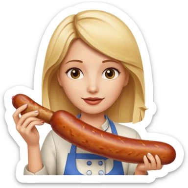 Naked blonde holding weiner sticker