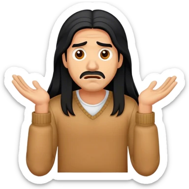 Scared caramel brown Latino man with long black hair sticker