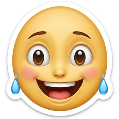 Emoji, laughing face with tears of joy, wide smile, big eyes sticker