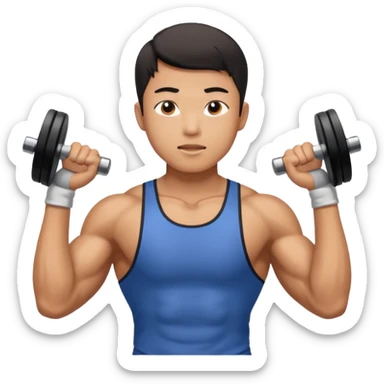 The young Asian guy is working out in gym sticker