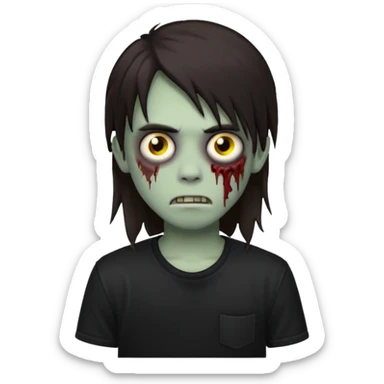 boy zombie with darkish brown long hair emo sticker