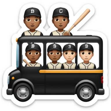 autobus de equipo llevando a egnte de basebal  y un chofer sticker